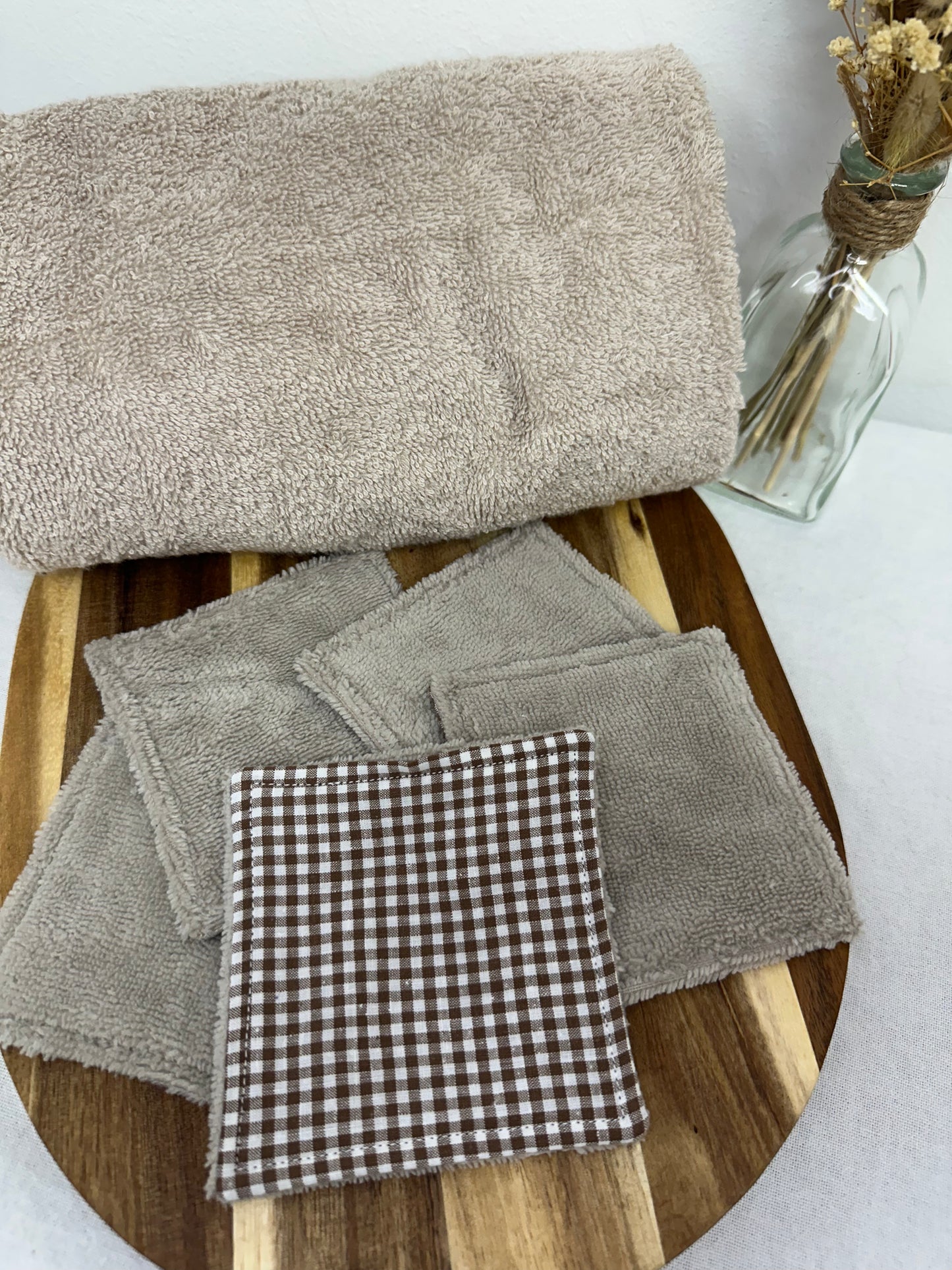 Coton vichy marron - taille 1