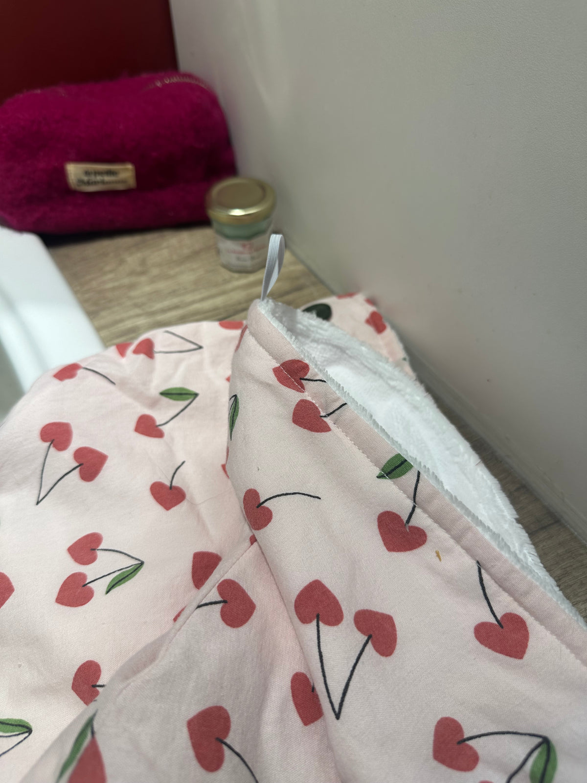 Serviette pour cheveux Cerises coeurs