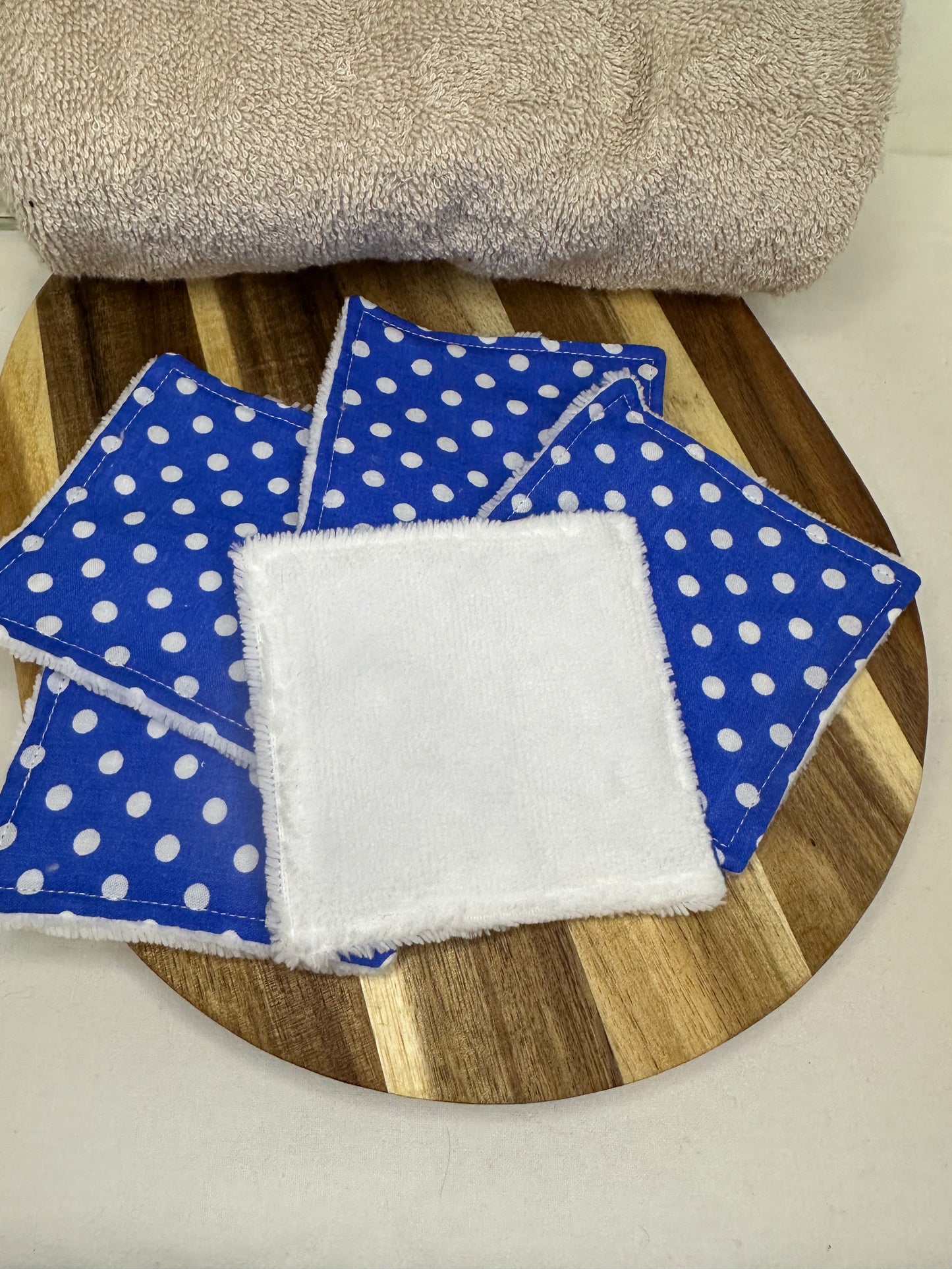 Coton bleu à pois blancs - taille 1