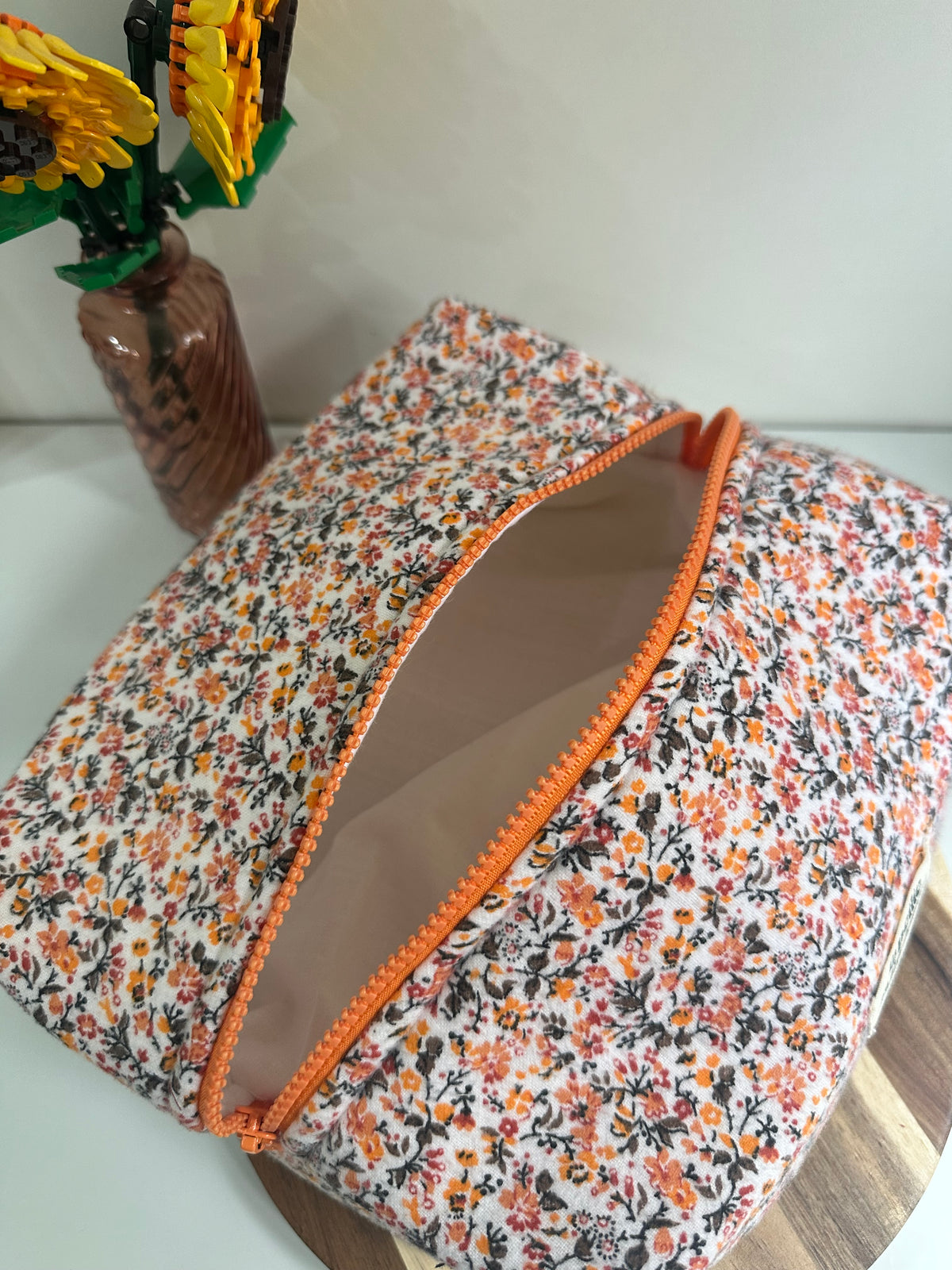 Trousse de toilette floral orange