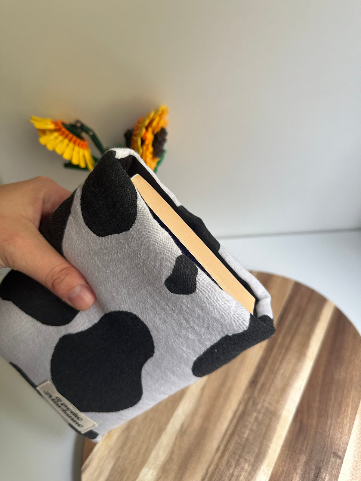 Housse à livre Vache Noir - Poche