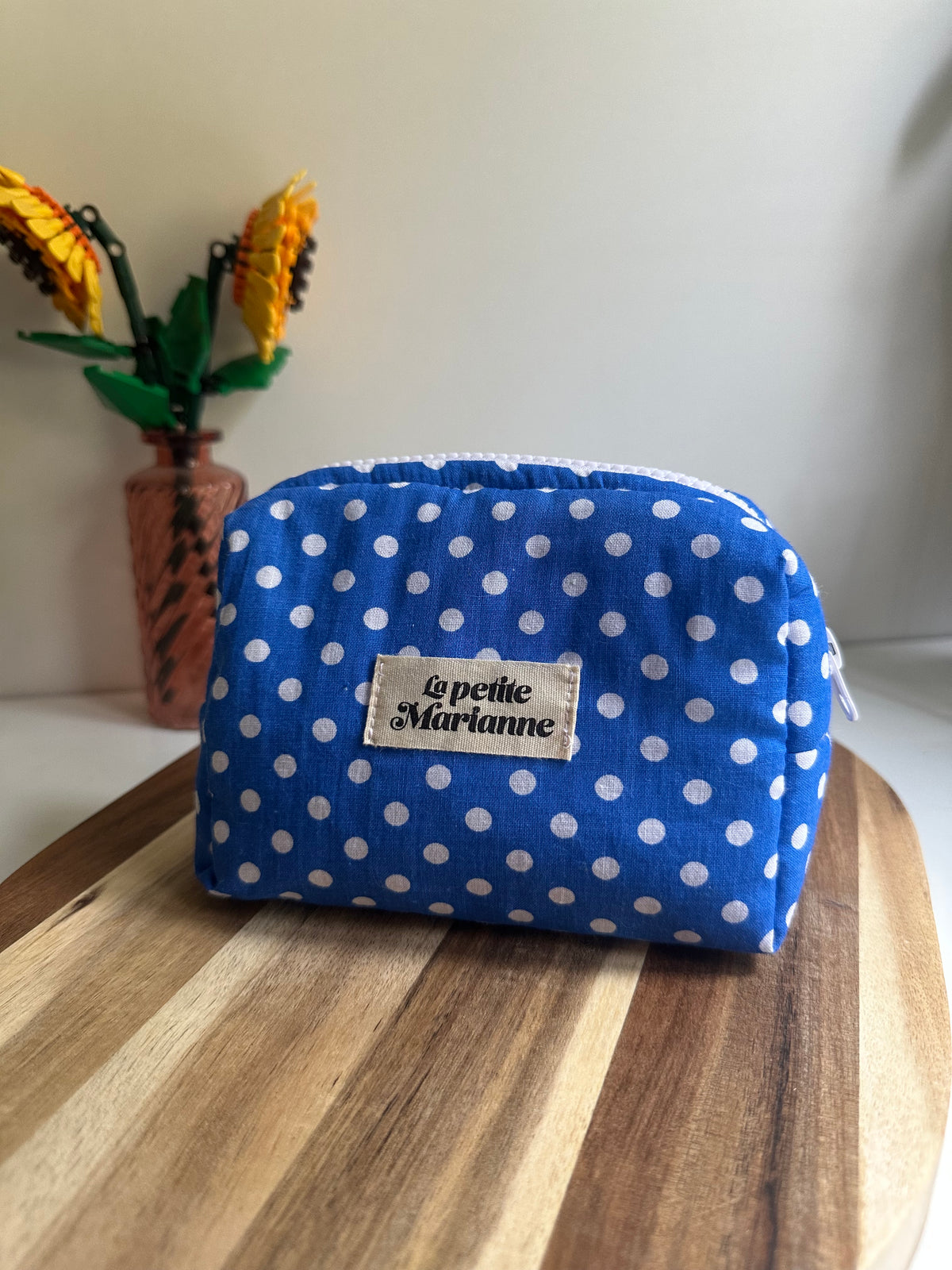 Mini trousse bleu à pois