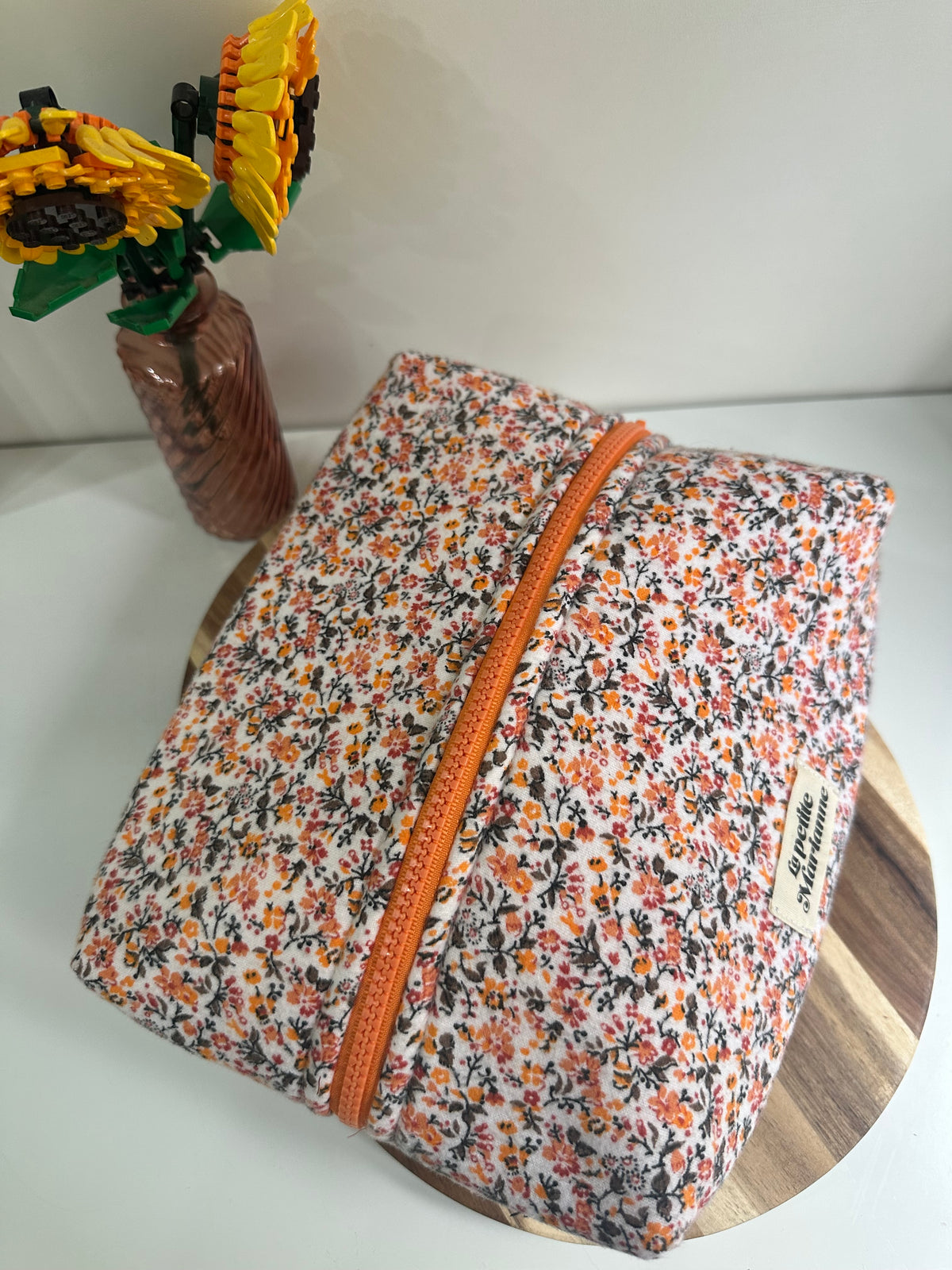 Trousse de toilette floral orange