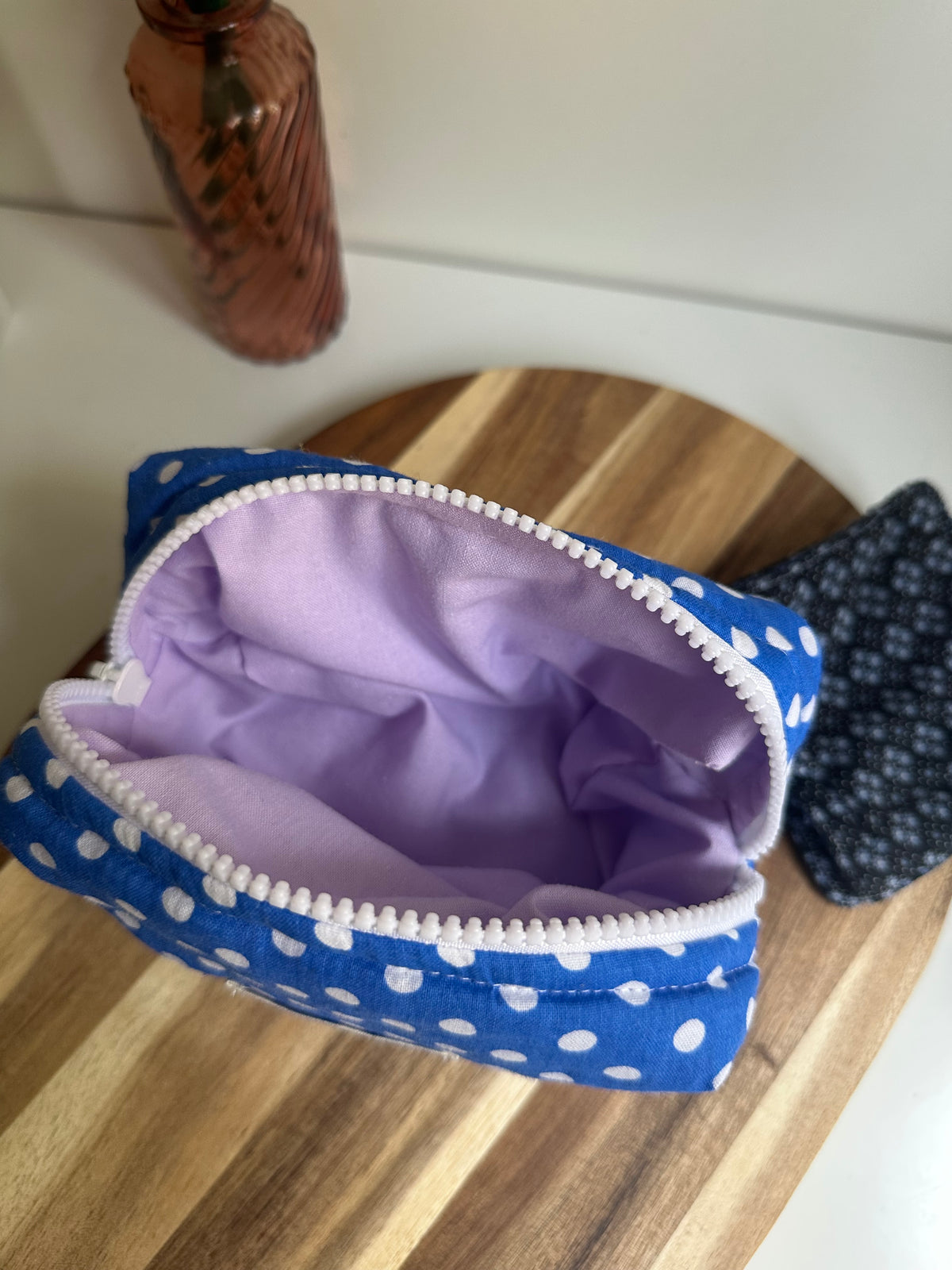 Mini trousse bleu à pois