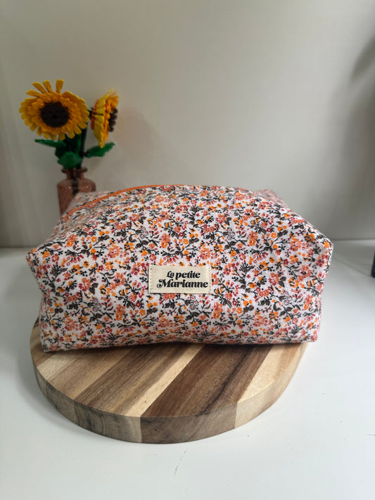 Trousse de toilette floral orange