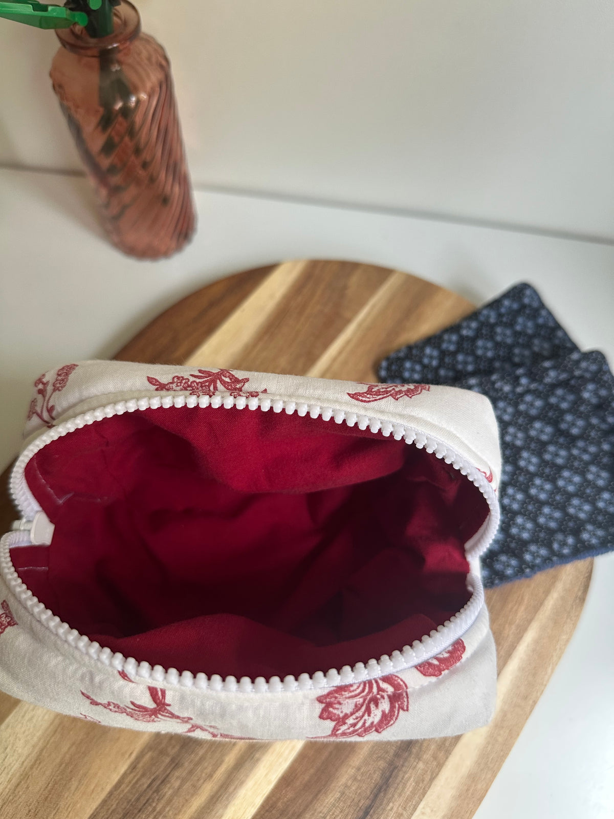 Mini trousse floral rouge