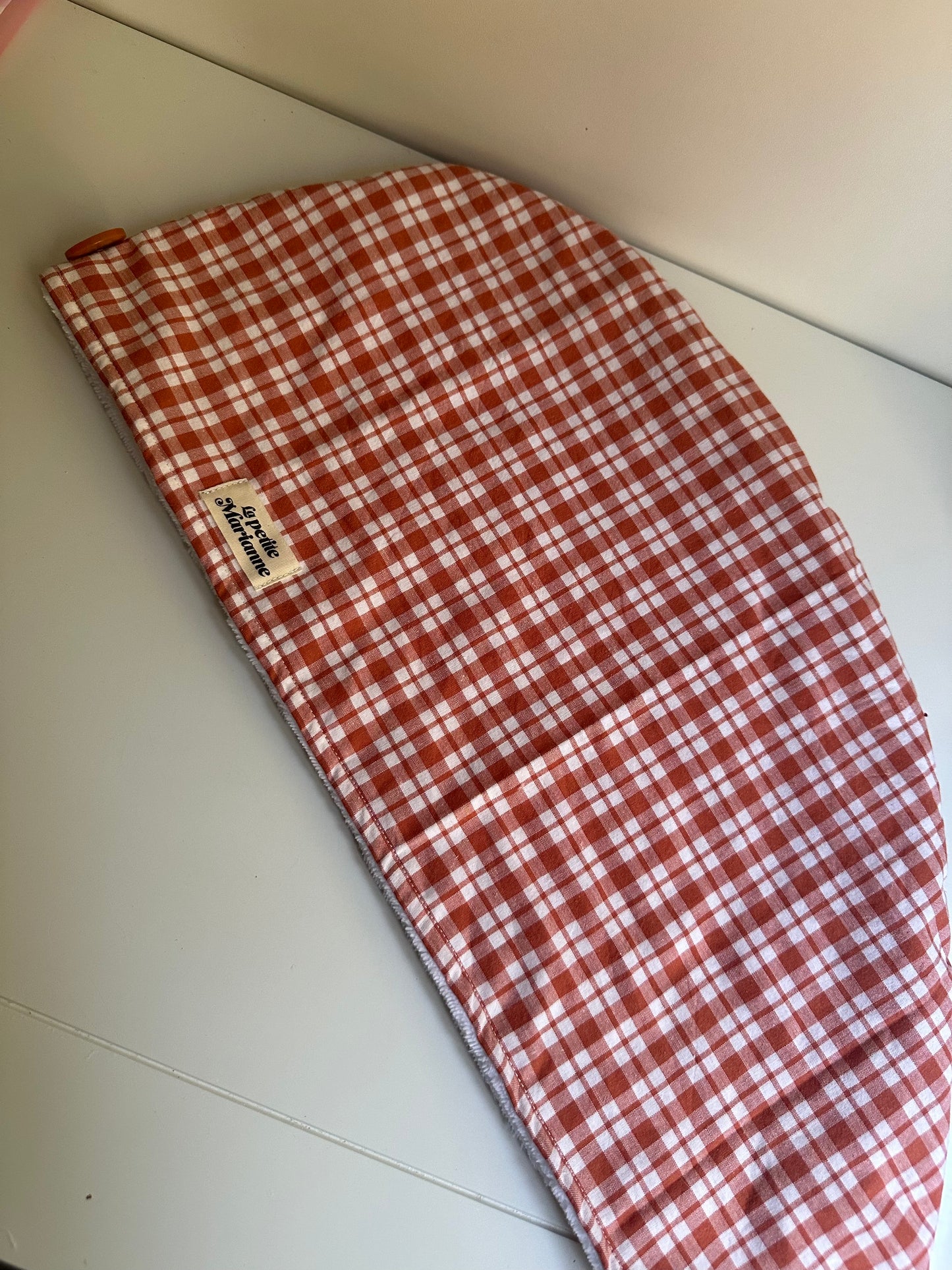 Serviette pour cheveux vichy orange