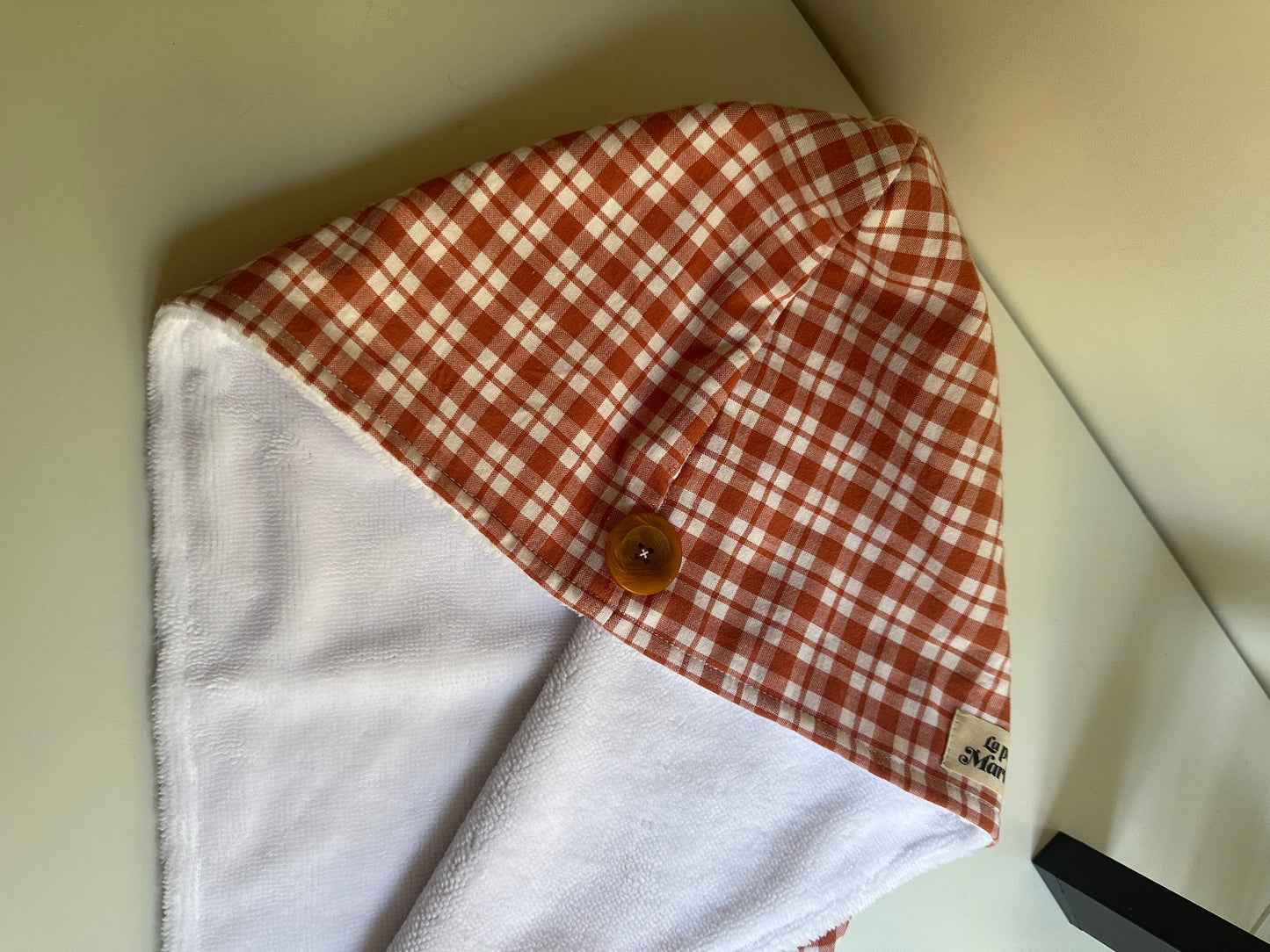 Serviette pour cheveux vichy orange