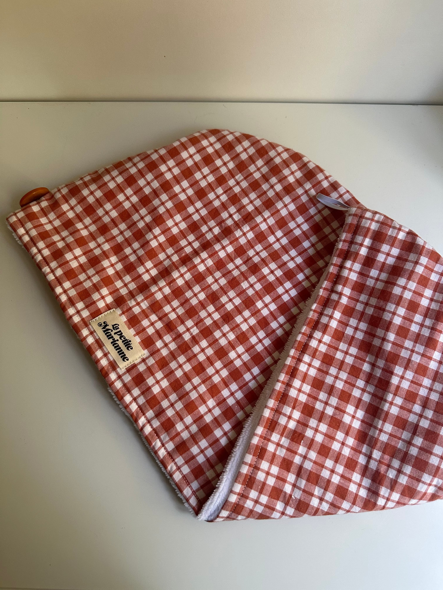 Serviette pour cheveux vichy orange