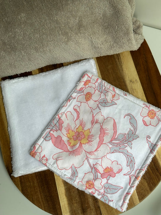 Coton floral fleurs roses - taille 2