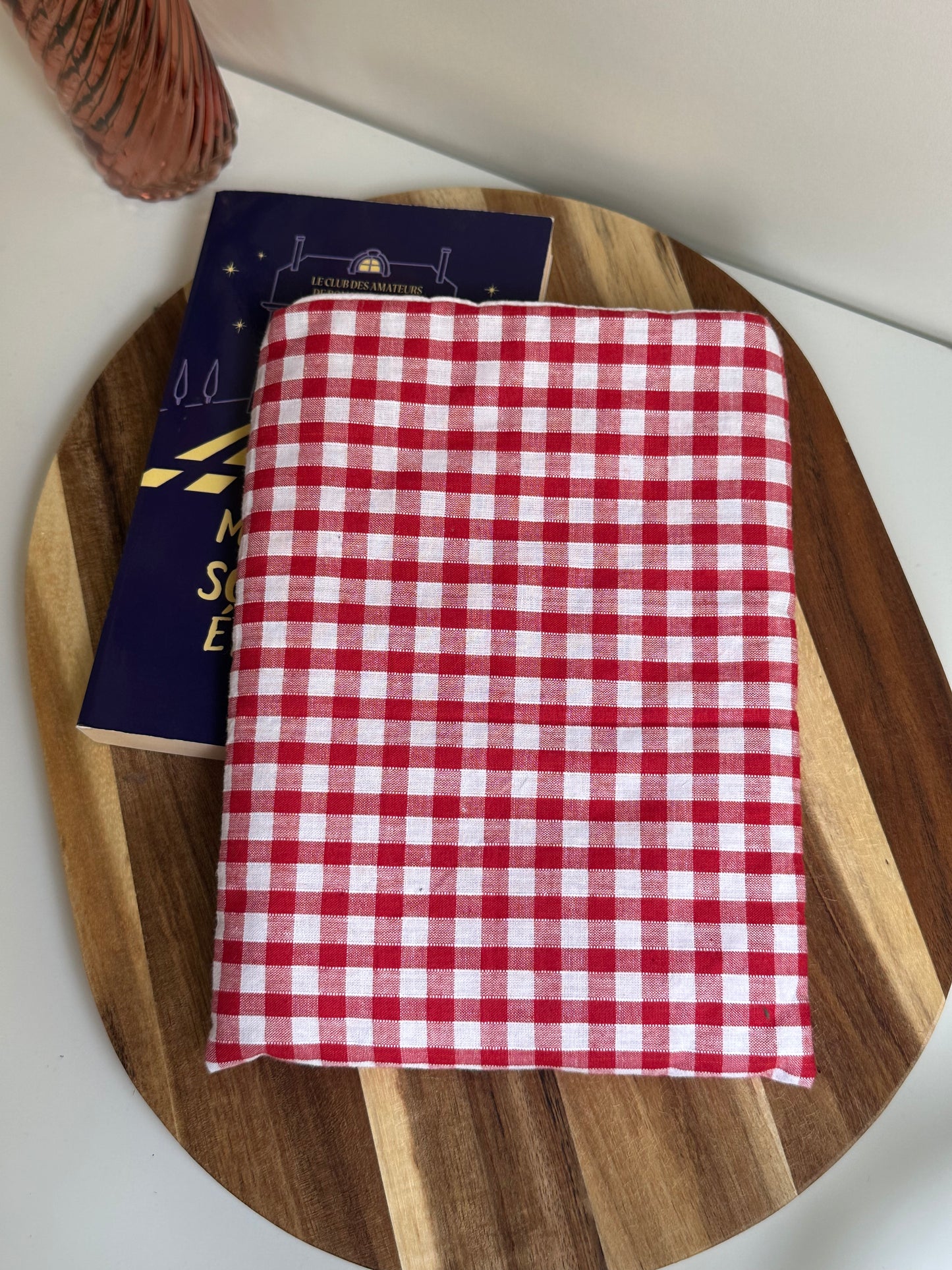 Housse à livre poche vichy rouge