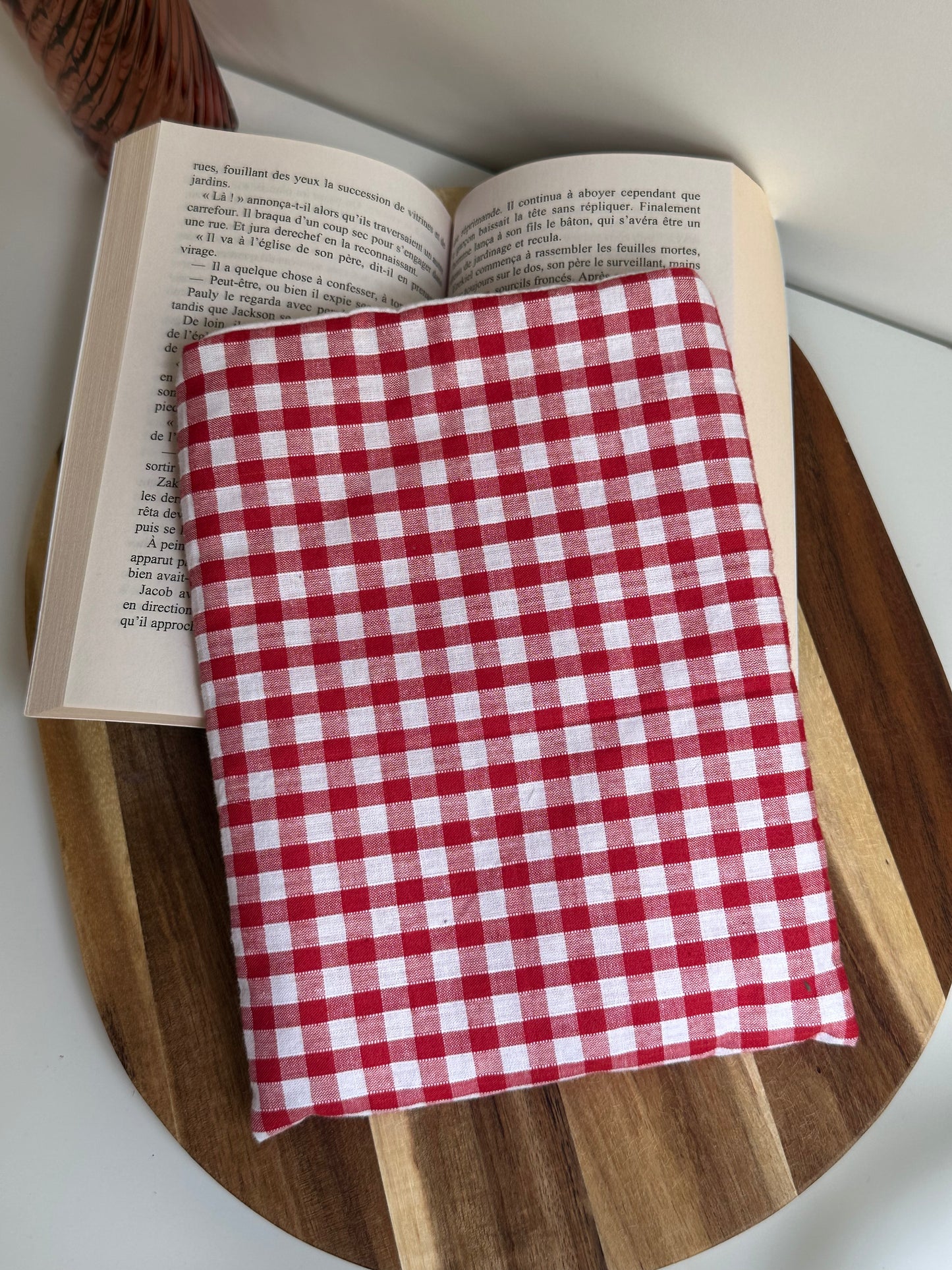 Housse à livre poche vichy rouge