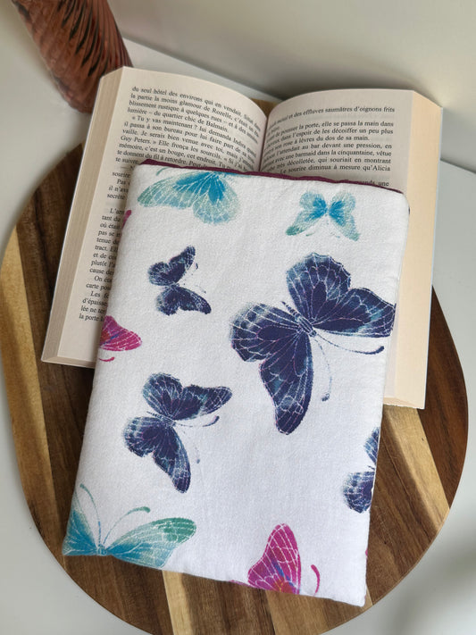 Housse à livre poche papillons magenta