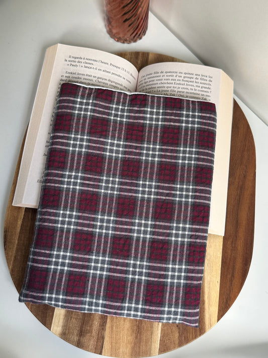 Housse à livre poche tartan bordeaux