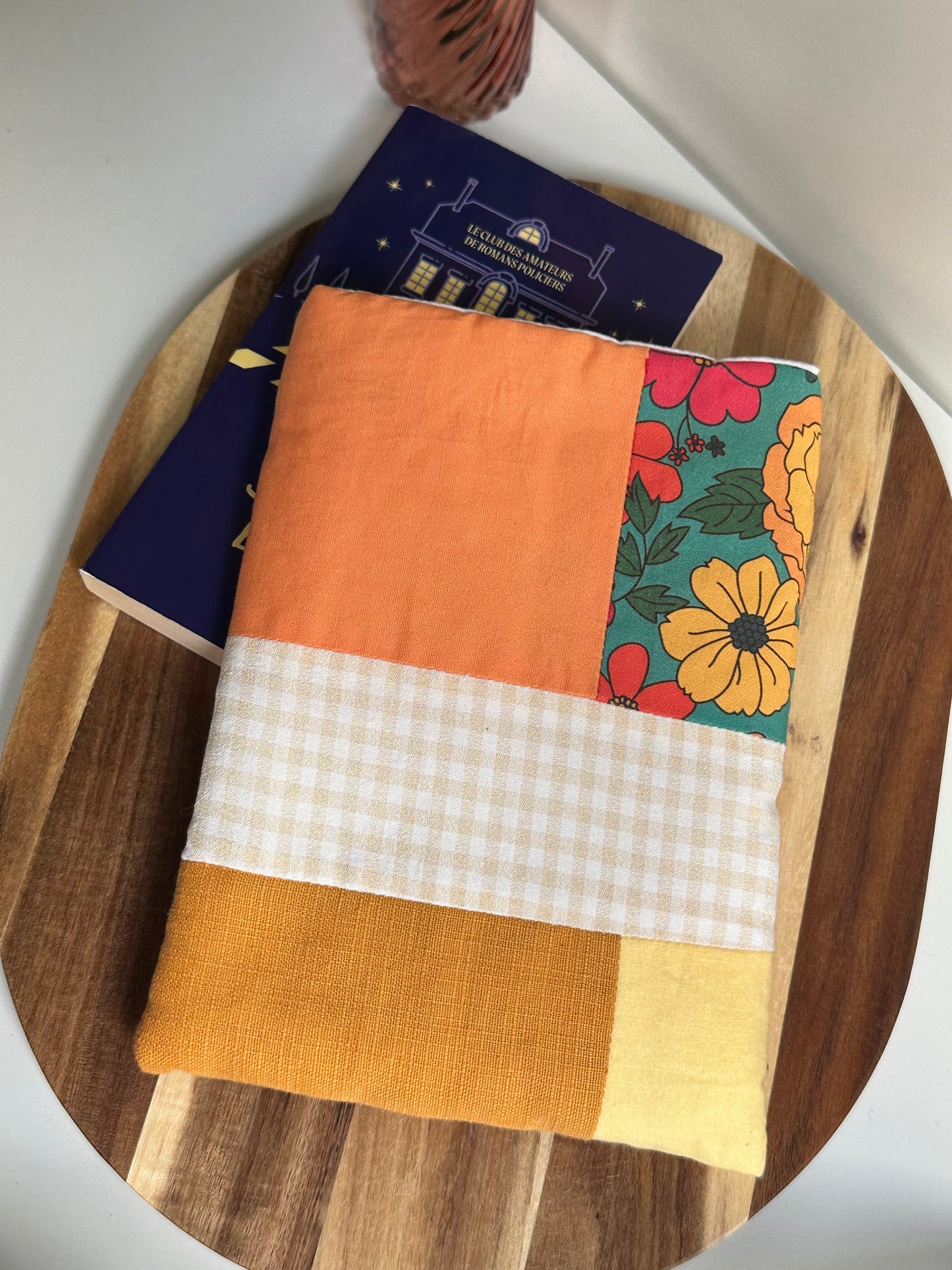 Housse à livre poche patchwork jaune