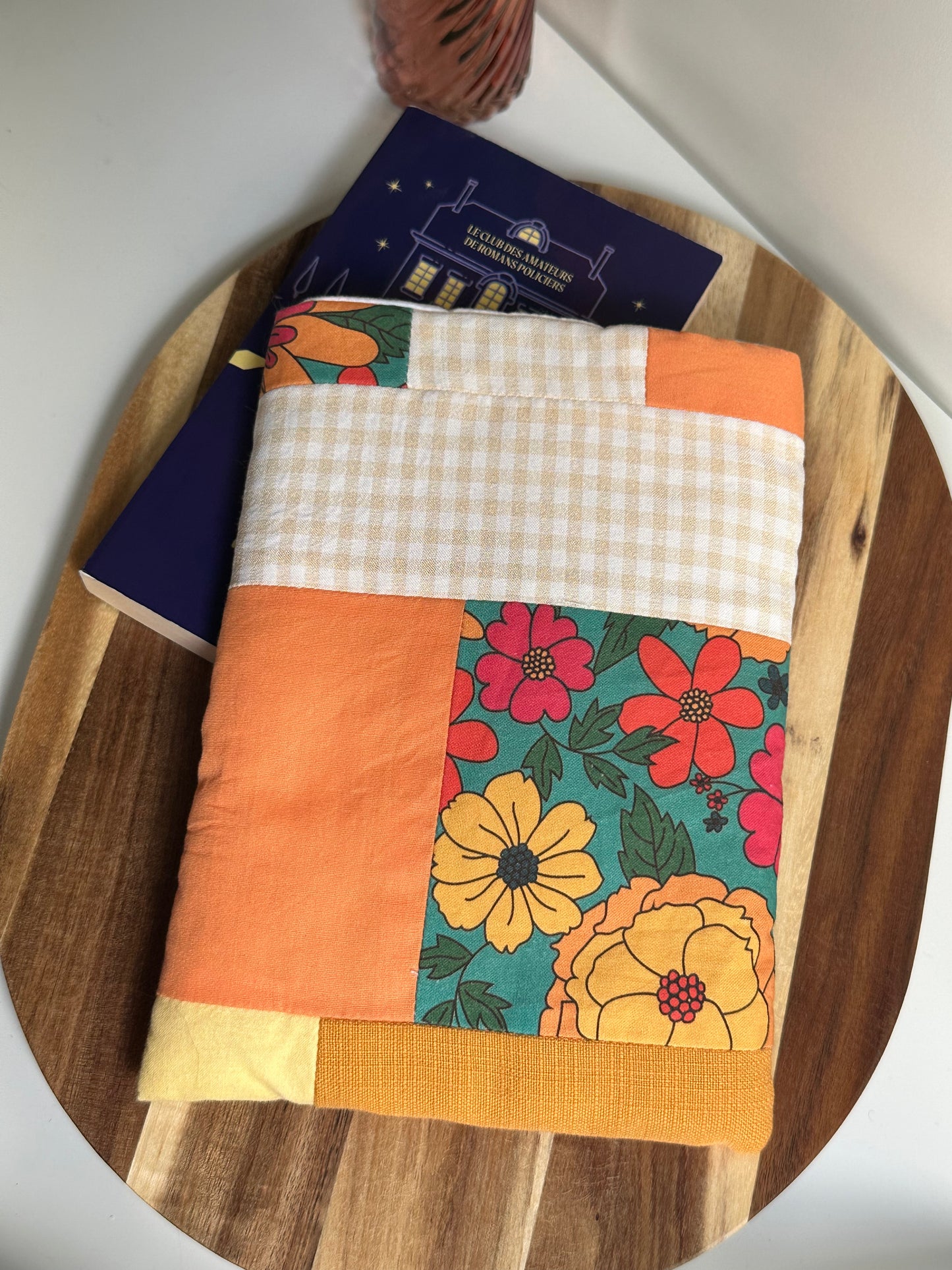 Housse à livre poche patchwork jaune
