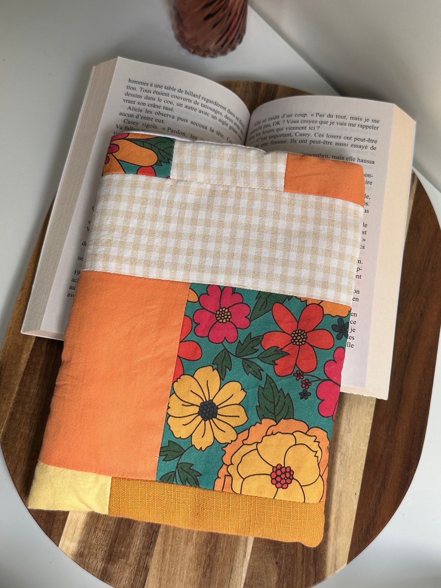 Housse à livre poche patchwork jaune